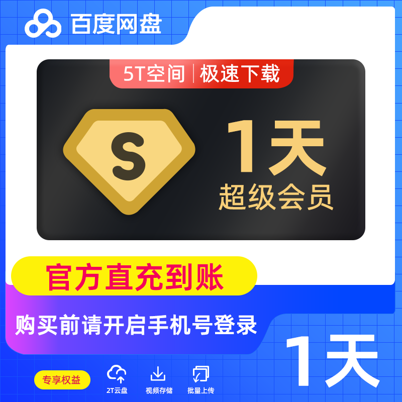 【自动充值】百度网盘超级会员『1天』有失败率